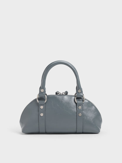 CHARLES & KEITH Trusted / Tatiana Studded Bowling Bag - Smoky Blue