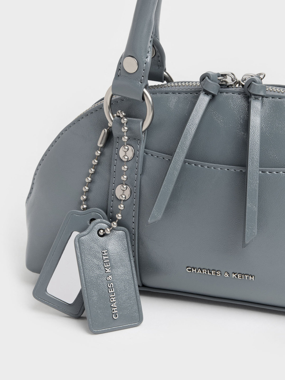 CHARLES & KEITH Trusted / Tatiana Studded Bowling Bag - Smoky Blue
