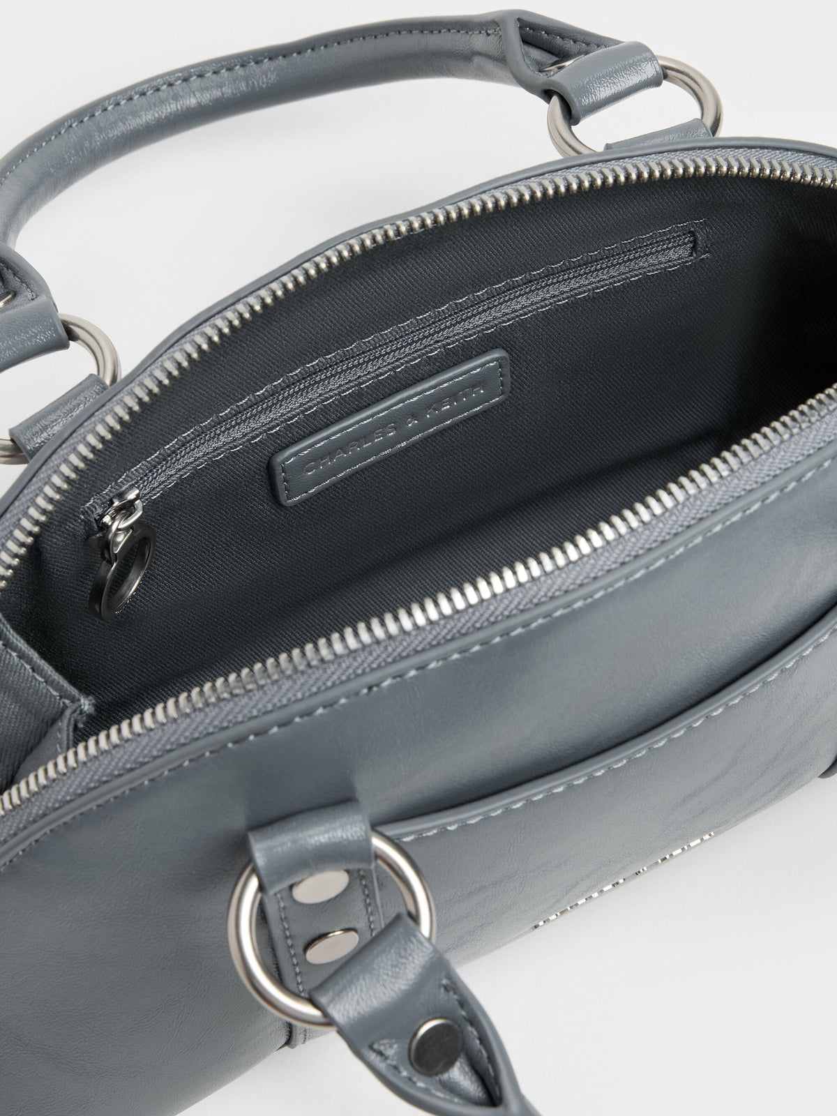 CHARLES & KEITH Trusted / Tatiana Studded Bowling Bag - Smoky Blue