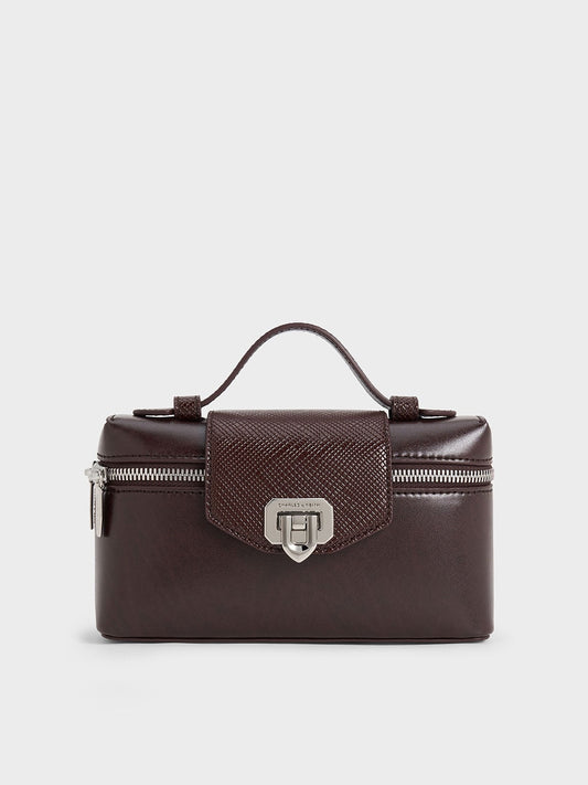 CHARLES & KEITH Latest / Arwen Top Handle Vanity Bag - Plum