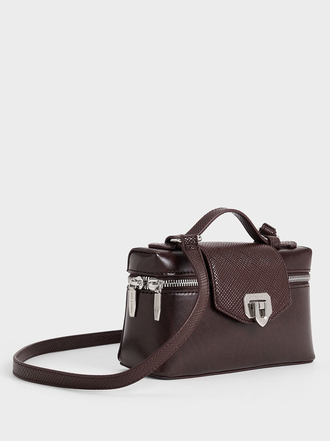 CHARLES & KEITH Latest / Arwen Top Handle Vanity Bag - Plum