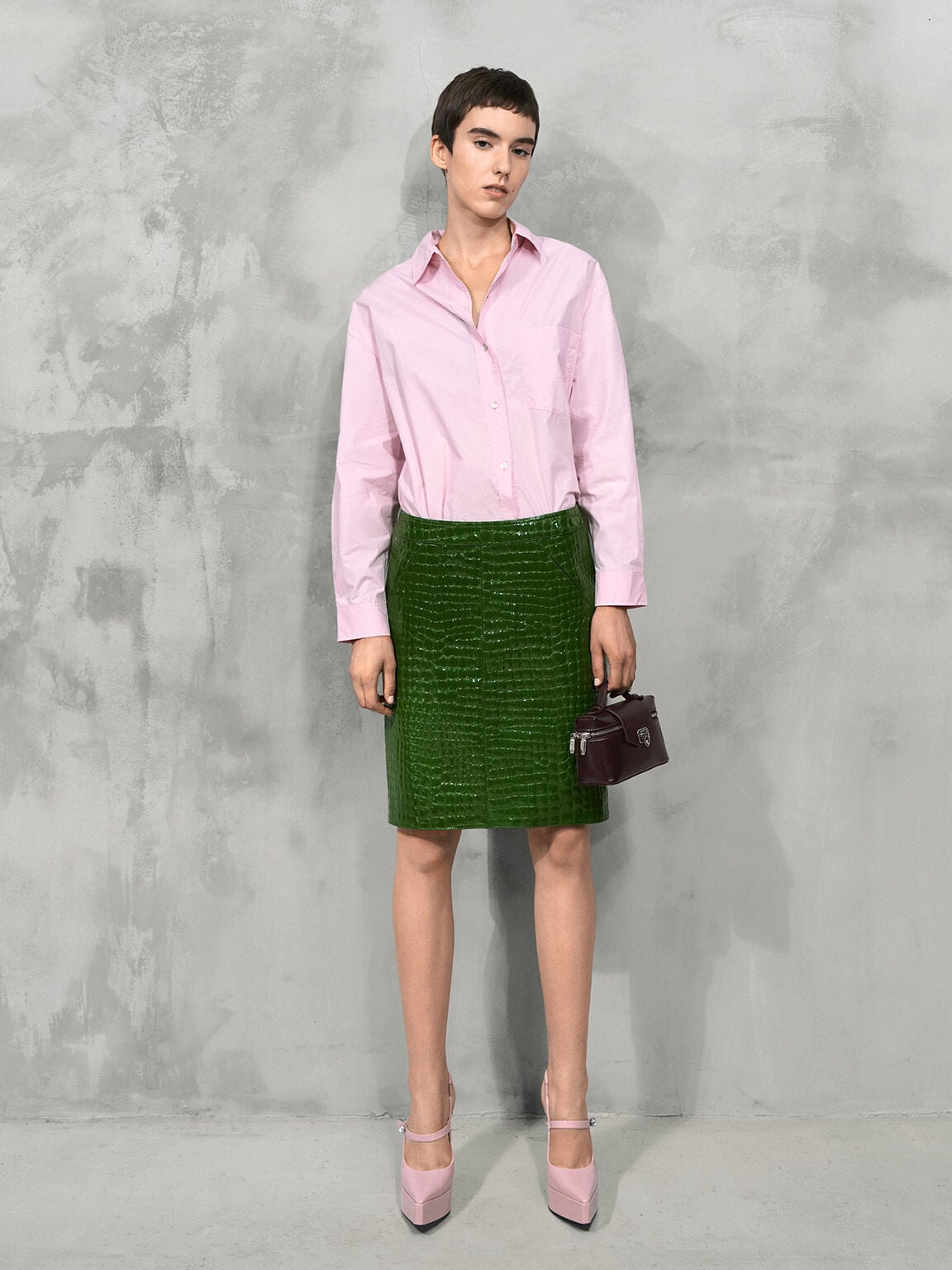 CHARLES & KEITH Latest / Arwen Top Handle Vanity Bag - Plum
