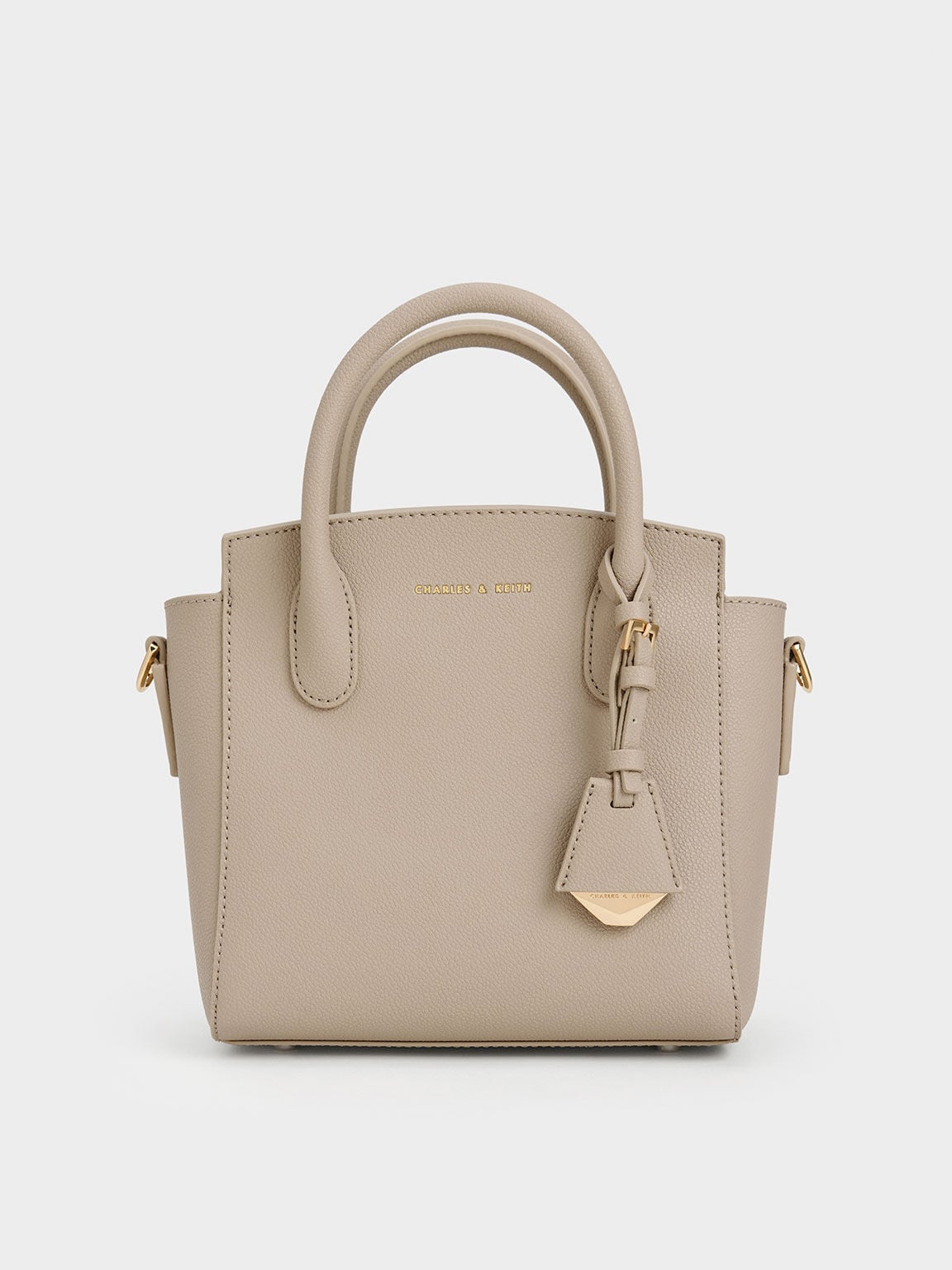 CHARLES & KEITH Exclusive / Harper Structured Top Handle Bag - Taupe