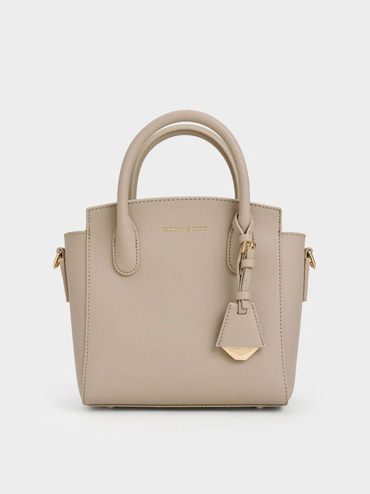 CHARLES & KEITH Exclusive / Harper Structured Top Handle Bag - Taupe