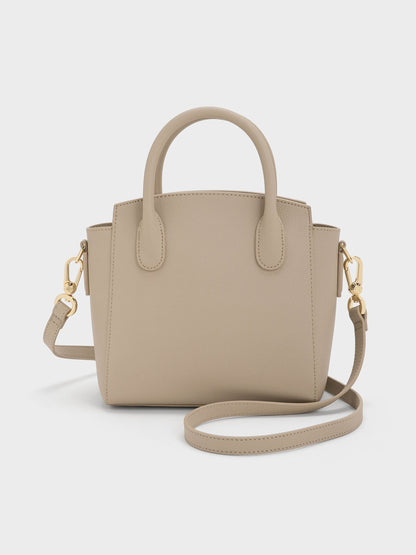 CHARLES & KEITH Exclusive / Harper Structured Top Handle Bag - Taupe