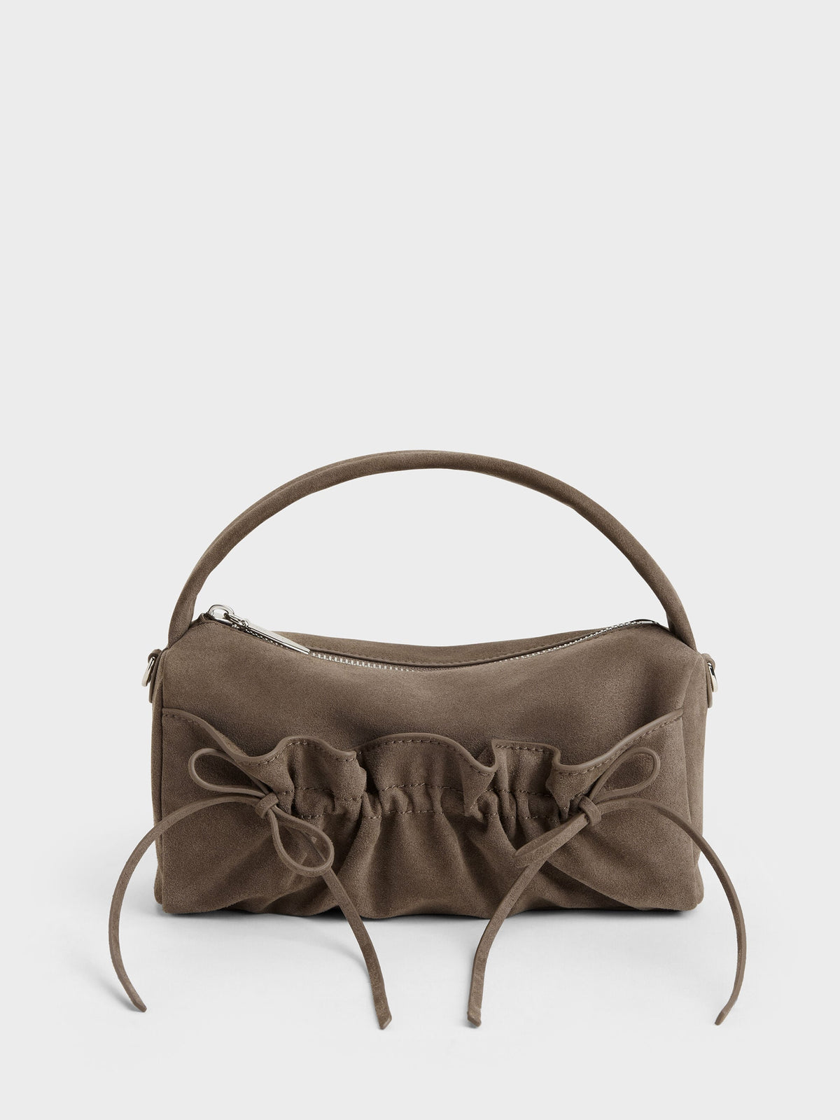 CHARLES & KEITH Best Price / Reese Ruched Bow Top Handle Bag - Stone Grey