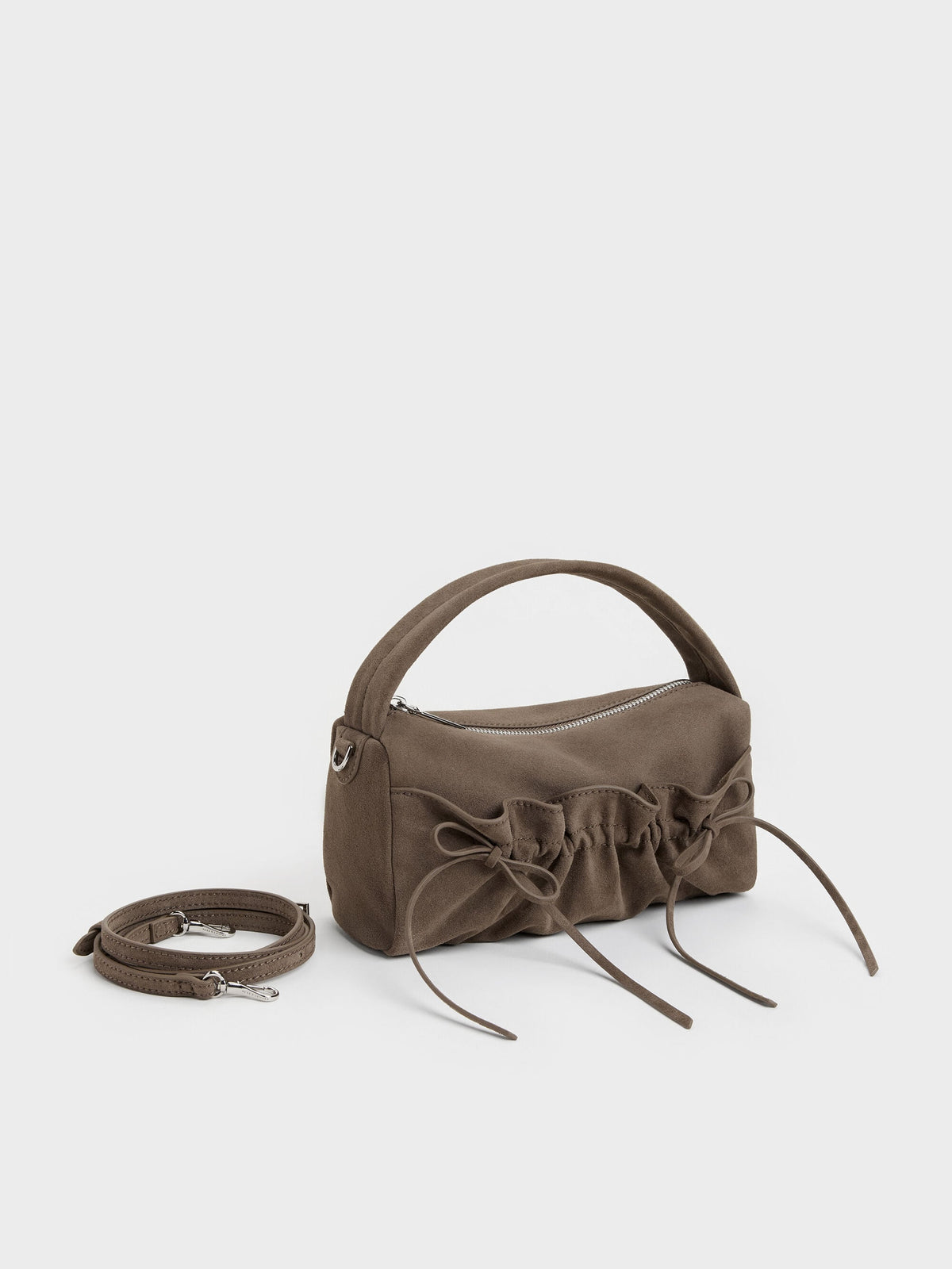 CHARLES & KEITH Best Price / Reese Ruched Bow Top Handle Bag - Stone Grey