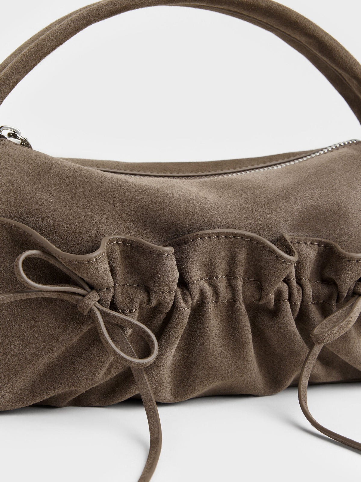 CHARLES & KEITH Best Price / Reese Ruched Bow Top Handle Bag - Stone Grey