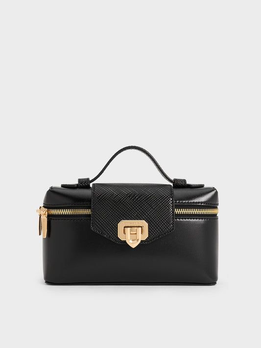 CHARLES & KEITH Classic / Arwen Top Handle Vanity Bag - Black