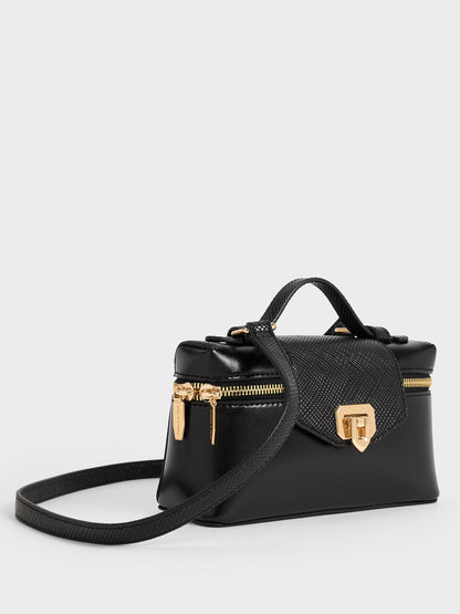 CHARLES & KEITH Classic / Arwen Top Handle Vanity Bag - Black