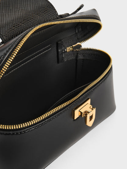 CHARLES & KEITH Classic / Arwen Top Handle Vanity Bag - Black