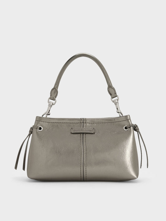 CHARLES & KEITH Value / Noane Metallic Top Handle Bag - Pewter