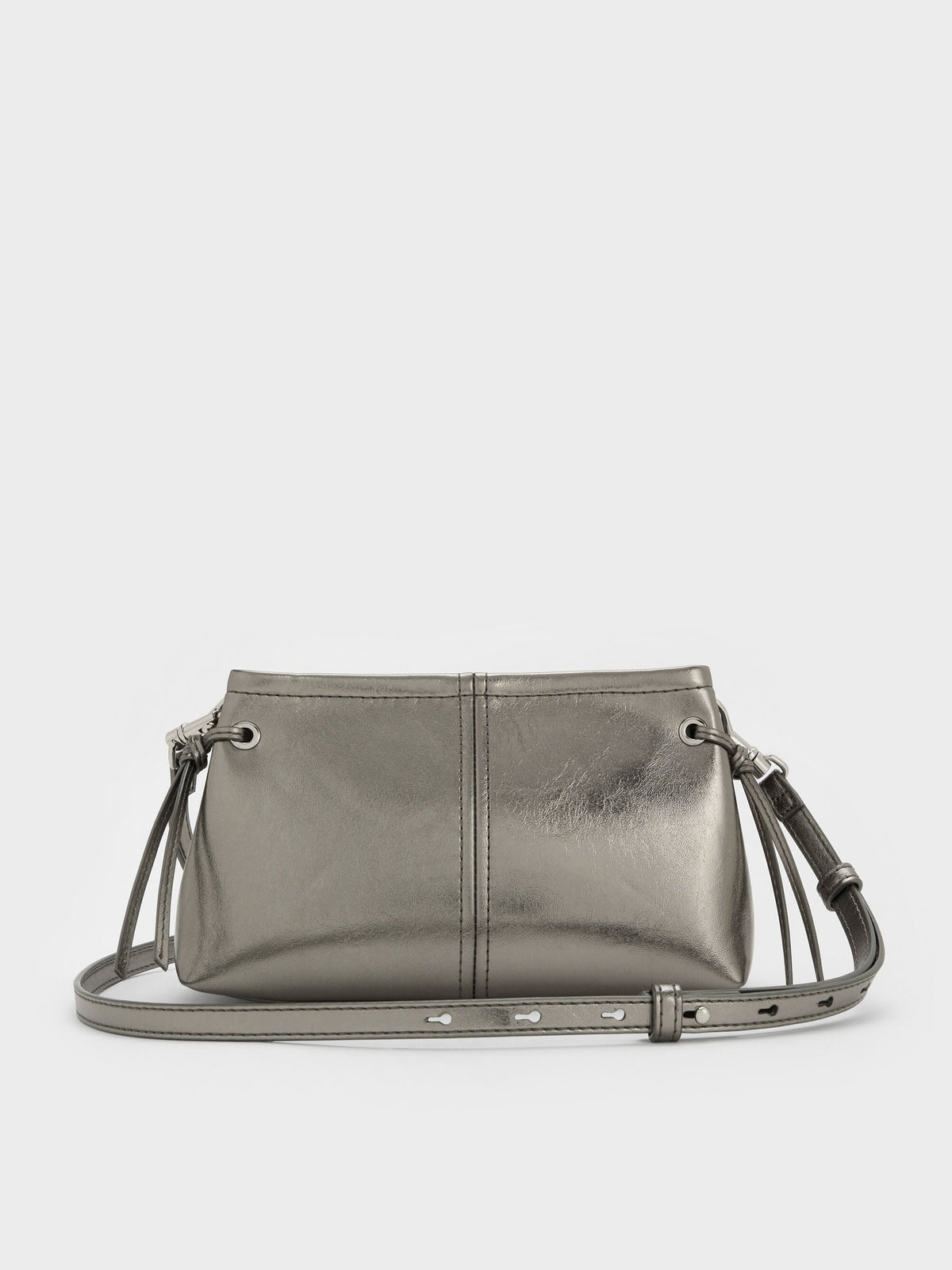 CHARLES & KEITH Value / Noane Metallic Top Handle Bag - Pewter