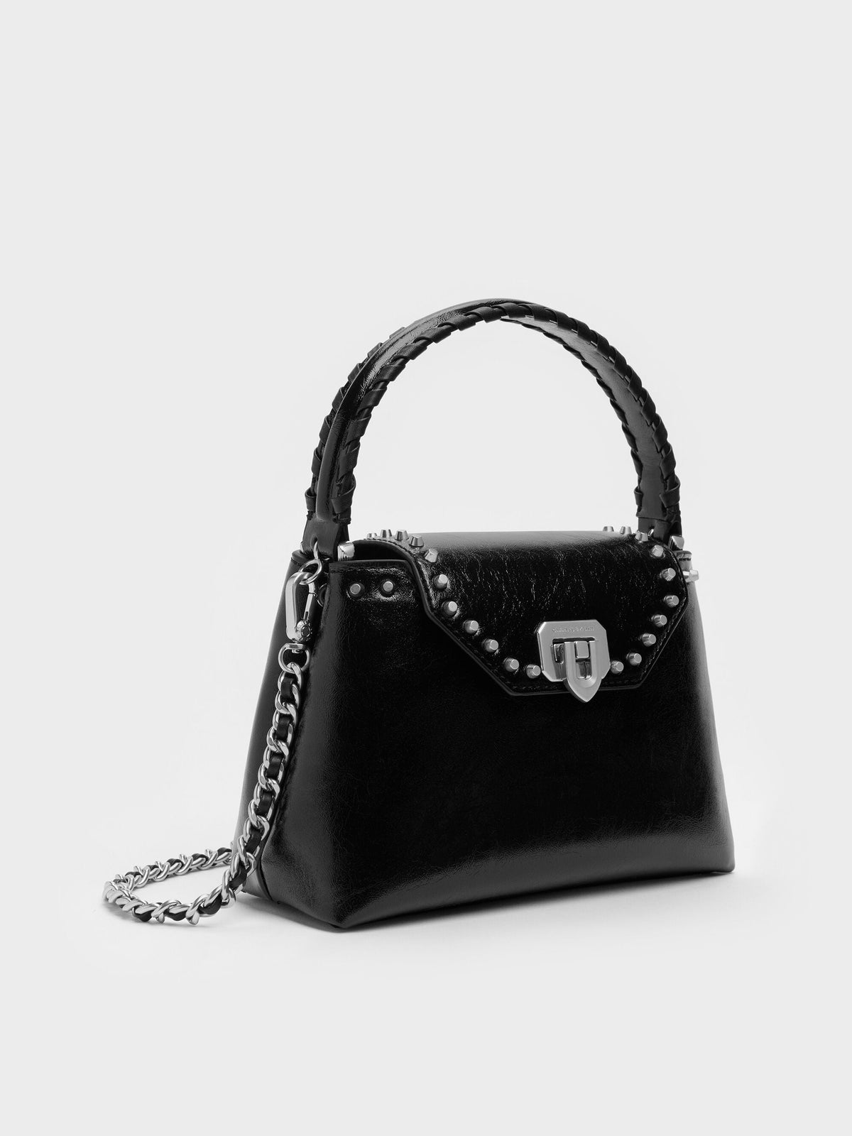 CHARLES & KEITH Great Value / Arwen Studded Top Handle Bag - Noir