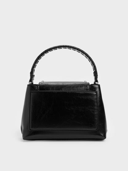 CHARLES & KEITH Great Value / Arwen Studded Top Handle Bag - Noir