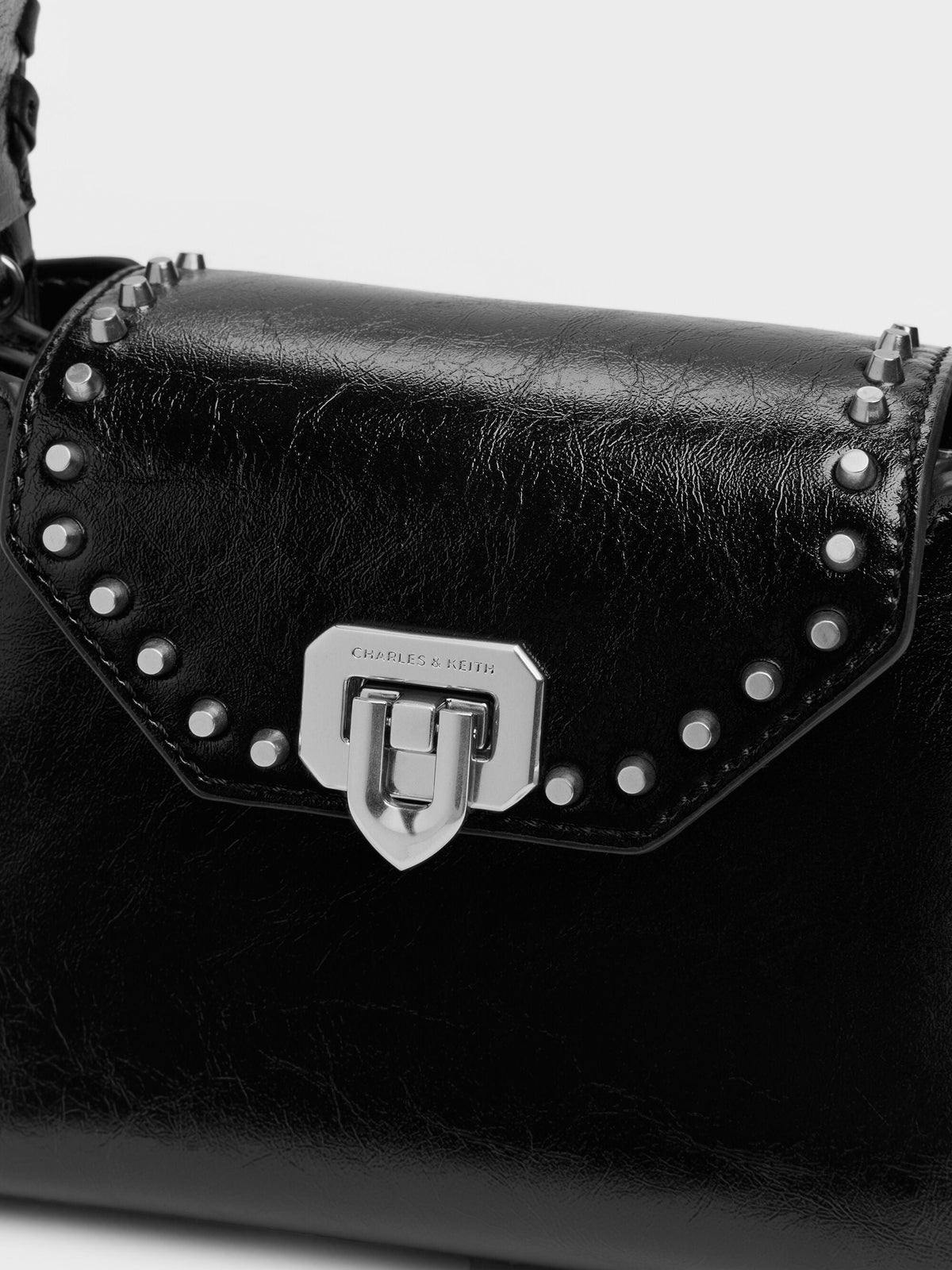 CHARLES & KEITH Great Value / Arwen Studded Top Handle Bag - Noir