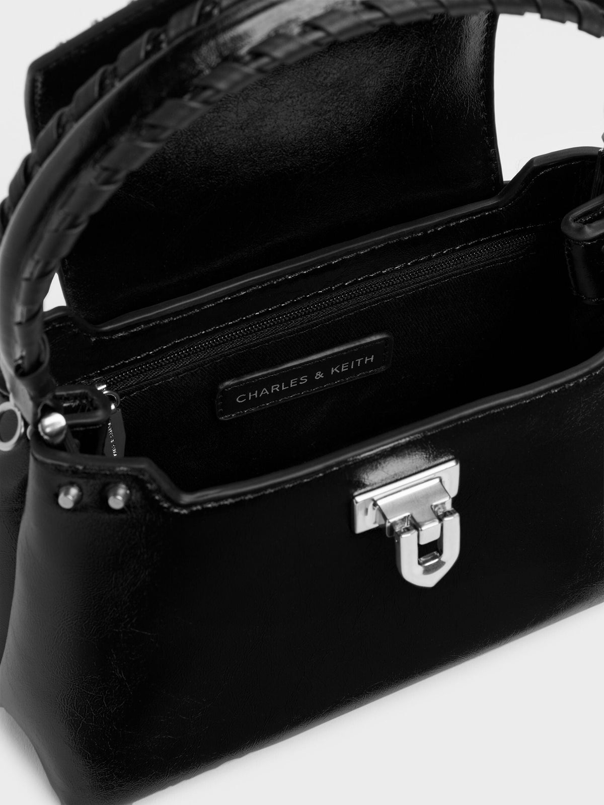 CHARLES & KEITH Great Value / Arwen Studded Top Handle Bag - Noir