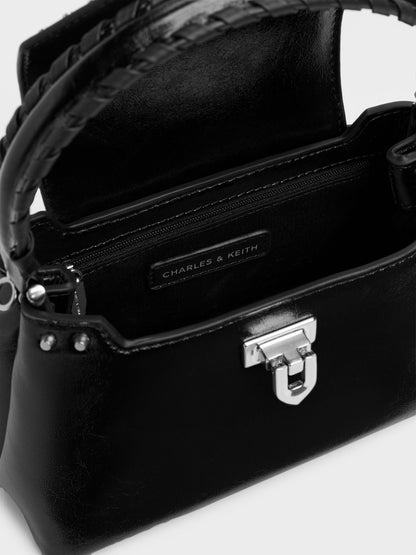 CHARLES & KEITH Great Value / Arwen Studded Top Handle Bag - Noir