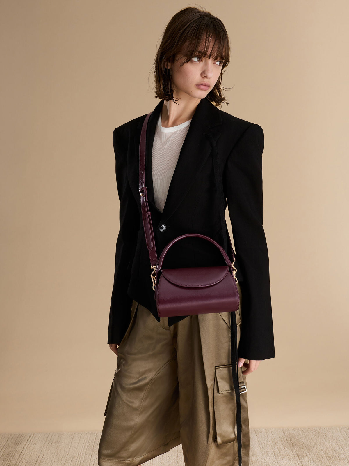 CHARLES & KEITH Discount / Kaila Top Handle Bag - Wineberry Red