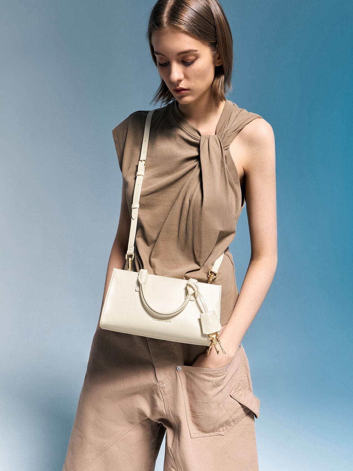 CHARLES & KEITH Customer Favorite / Kerry Top Handle Bag - Cream