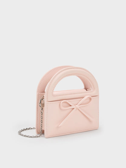 CHARLES & KEITH Customer Favorite / Reese Bow Top Handle Wristlet - Soft Pink