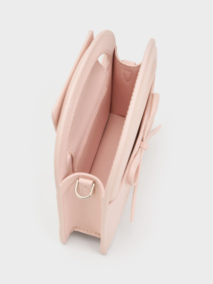 CHARLES & KEITH Customer Favorite / Reese Bow Top Handle Wristlet - Soft Pink