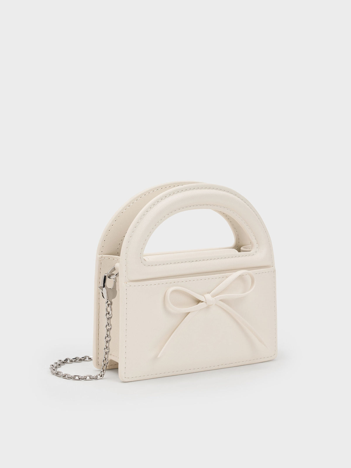 CHARLES & KEITH Featured / Reese Bow Top Handle Wristlet - Cream