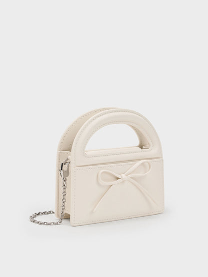 CHARLES & KEITH Featured / Reese Bow Top Handle Wristlet - Cream