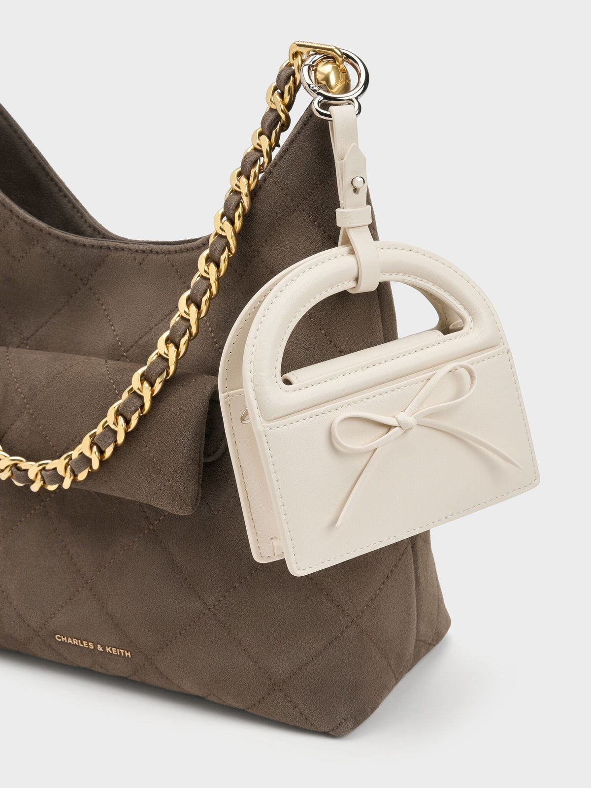 CHARLES & KEITH Featured / Reese Bow Top Handle Wristlet - Cream