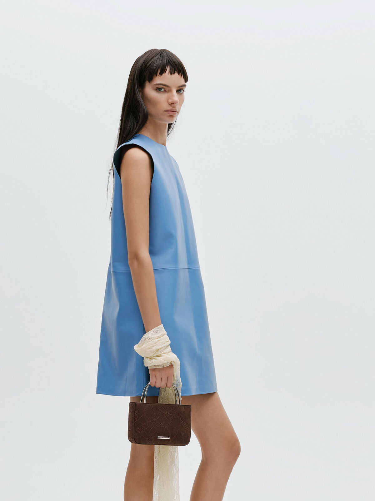 CHARLES & KEITH Discount / Jennis Lace & Satin Top Handle Bag - Dark Brown Textured