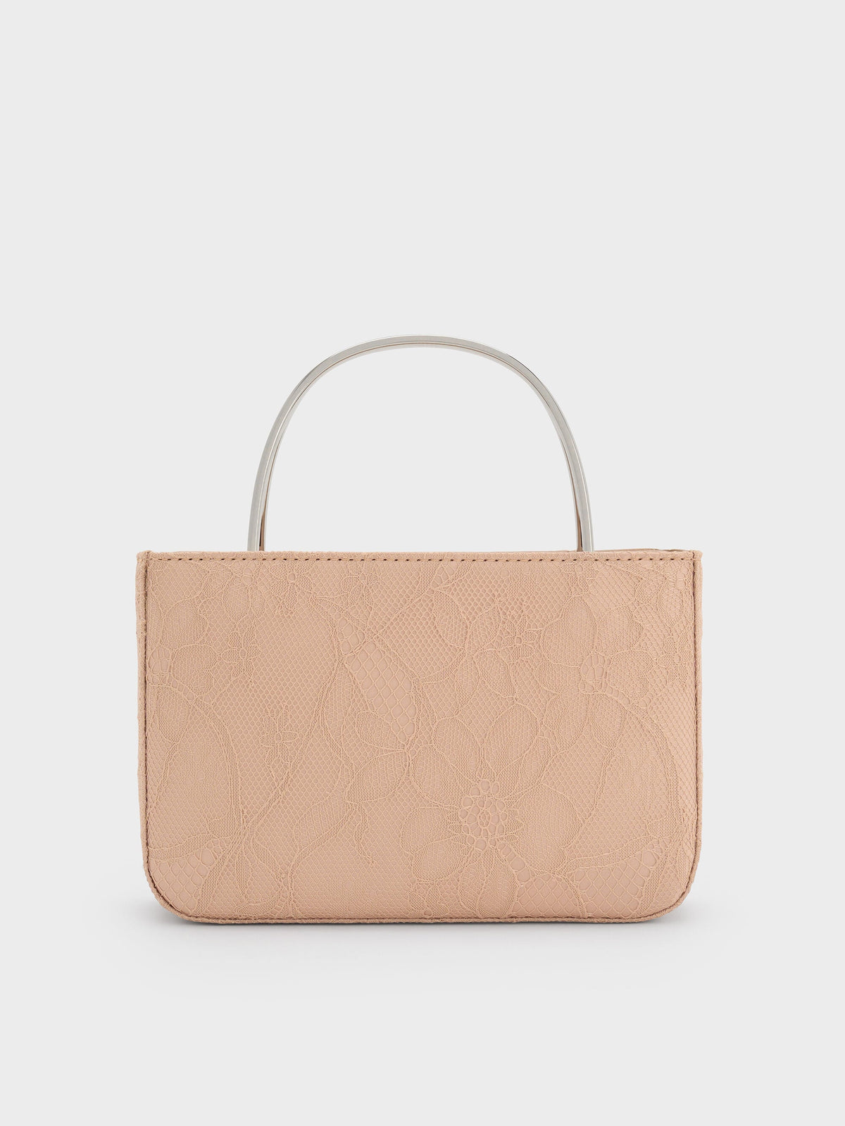 CHARLES & KEITH Hot Sale / Jennis Lace & Satin Top Handle Bag - Nude Textured