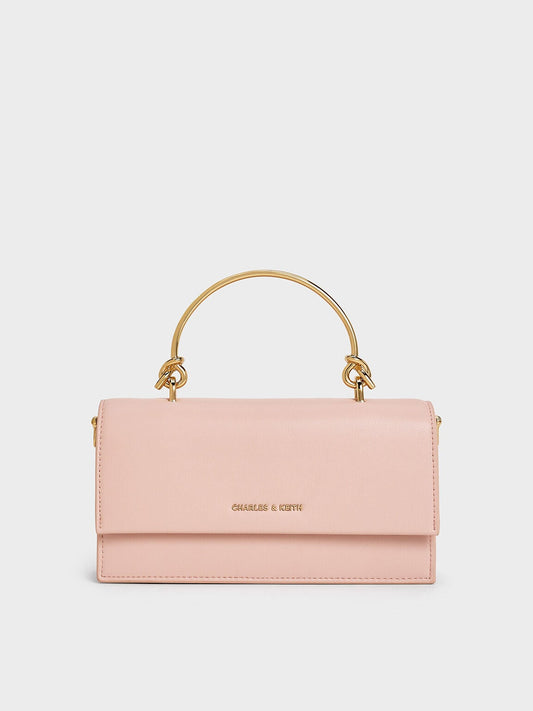 CHARLES & KEITH Quality / Kristine Sculptural-Handle Long Wallet - Light Pink