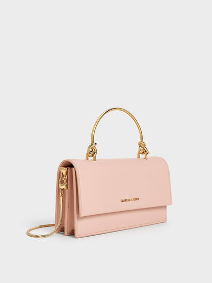 CHARLES & KEITH Quality / Kristine Sculptural-Handle Long Wallet - Light Pink