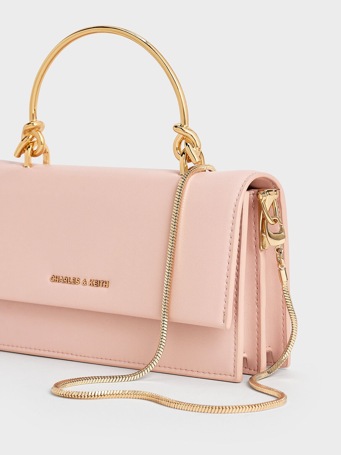 CHARLES & KEITH Quality / Kristine Sculptural-Handle Long Wallet - Light Pink