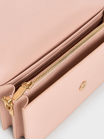 CHARLES & KEITH Quality / Kristine Sculptural-Handle Long Wallet - Light Pink
