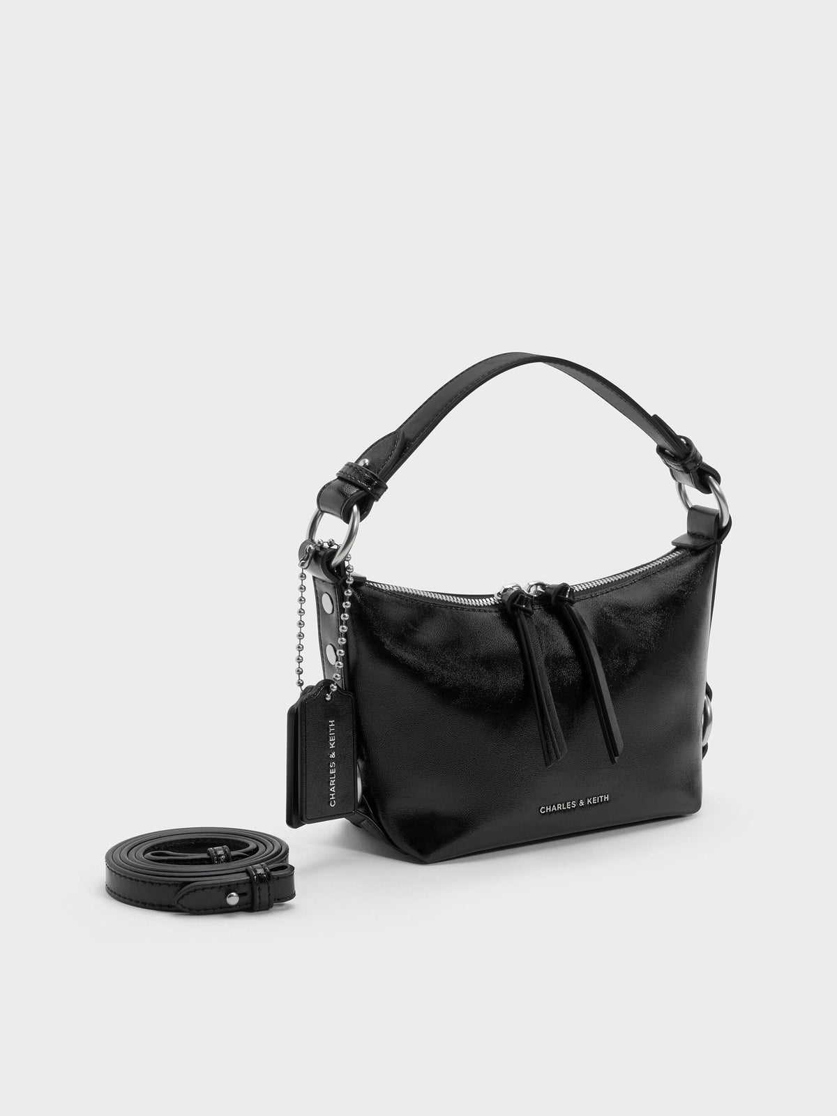 CHARLES & KEITH Signature / Tatiana Tassel Hobo Bag - Noir