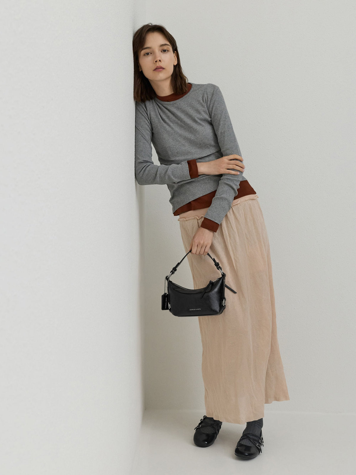 CHARLES & KEITH Signature / Tatiana Tassel Hobo Bag - Noir