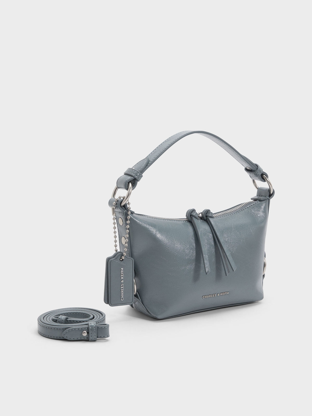 CHARLES & KEITH Essential / Tatiana Tassel Hobo Bag - Smoky Blue