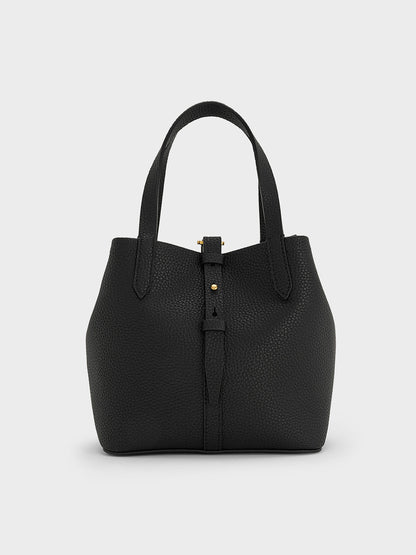 CHARLES & KEITH Premium / Beryl Belted Bucket Bag - Black