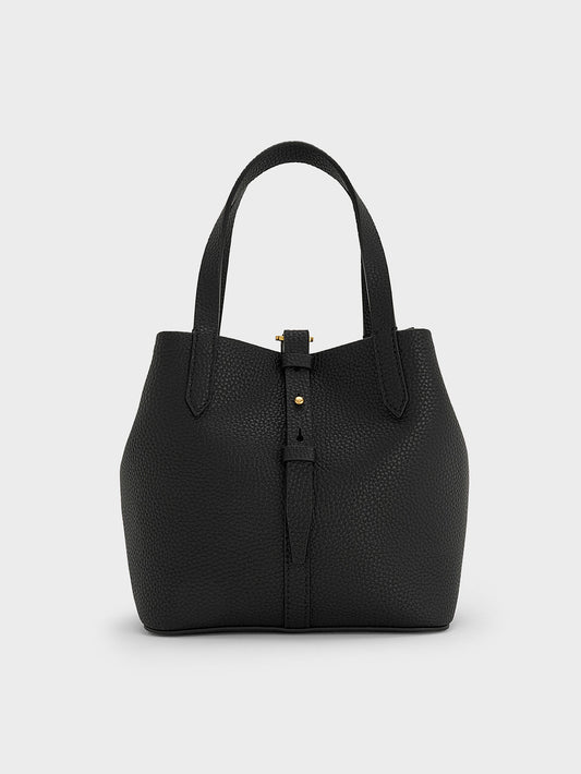 CHARLES & KEITH Premium / Beryl Belted Bucket Bag - Black