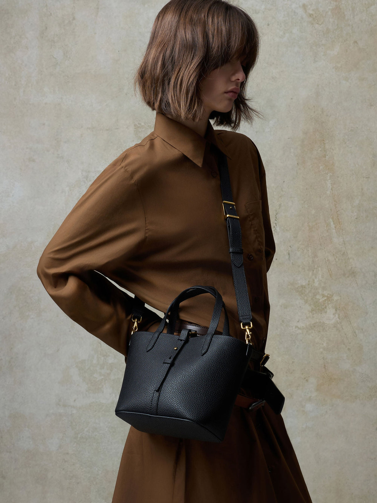 CHARLES & KEITH Premium / Beryl Belted Bucket Bag - Black