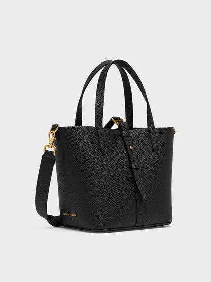 CHARLES & KEITH Premium / Beryl Belted Bucket Bag - Black