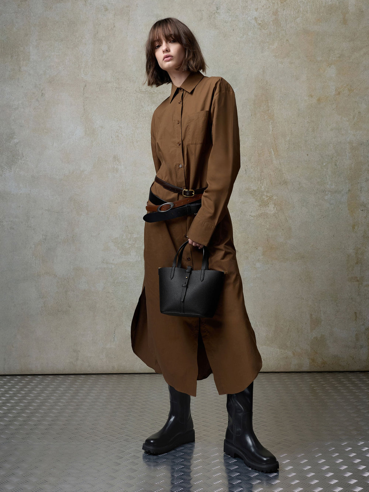 CHARLES & KEITH Premium / Beryl Belted Bucket Bag - Black