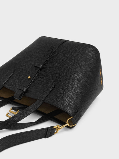 CHARLES & KEITH Premium / Beryl Belted Bucket Bag - Black