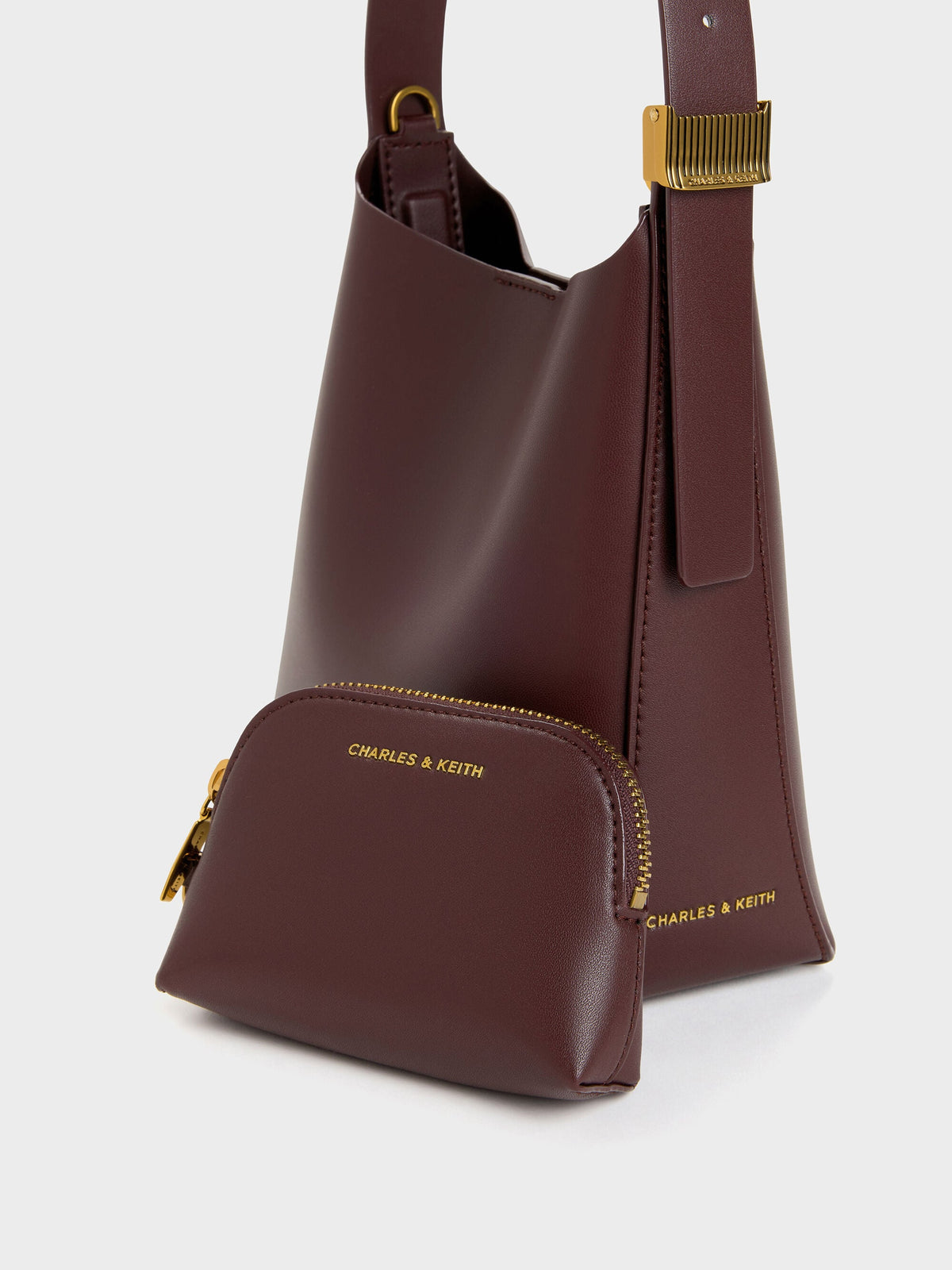CHARLES & KEITH Quality / Edna Bucket Bag - Wineberry Red