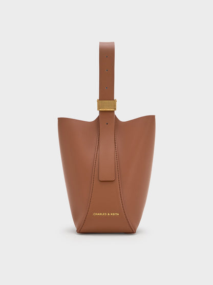 CHARLES & KEITH Classic / Edna Bucket Bag - Chocolate