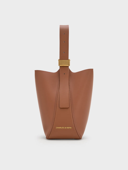 CHARLES & KEITH Classic / Edna Bucket Bag - Chocolate
