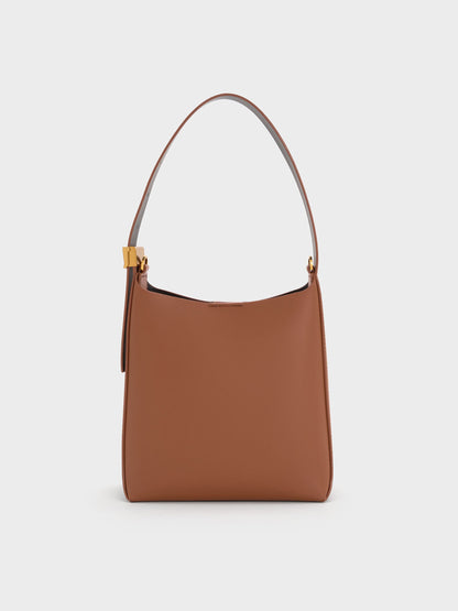 CHARLES & KEITH Classic / Edna Bucket Bag - Chocolate