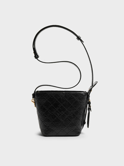CHARLES & KEITH Deals / Duo Quilted Chain Bucket Bag - Black