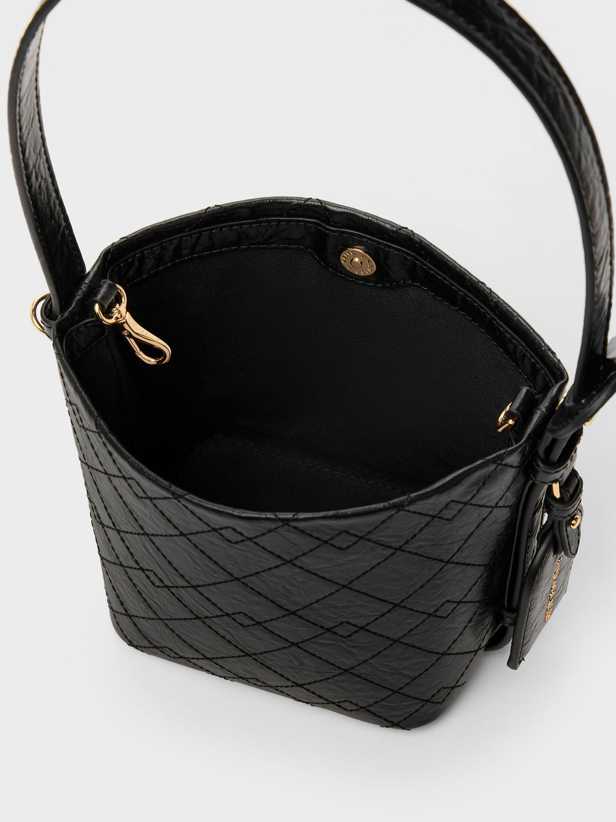 CHARLES & KEITH Deals / Duo Quilted Chain Bucket Bag - Black